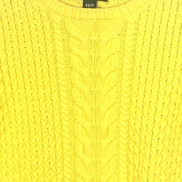 Lands’ End Cable Knit Sweater XS/P 2-4 Yellow Crew Neck Pullover Long Sleeves - Picture 4 of 7